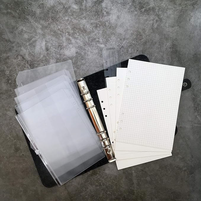 A5 Felt Binder with Pages & Binder Pocket Set Black BW