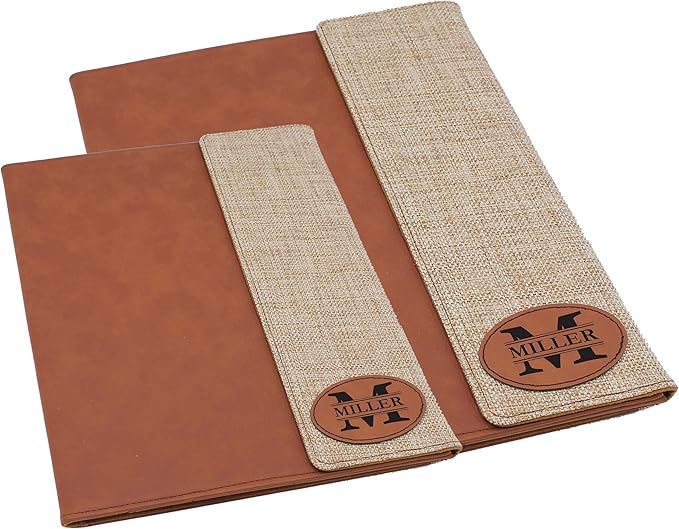 My Personal Memories Personalized Portfolio with Custom Monogrammed Flap - Engraved Teacher, Student, Business, Man, Woman, Gift (Burlap Flap with Patch)