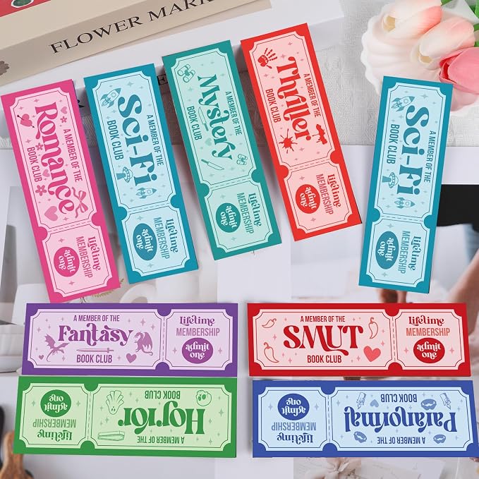 Wxiben Book Club Bookmarks Gifts - 100 Pcs Funny Ticket Bookmarks Spicy Dark Romance Reading Tracker Book Marks Page Clips for for Books Lovers Women Men Home School Office Supplies