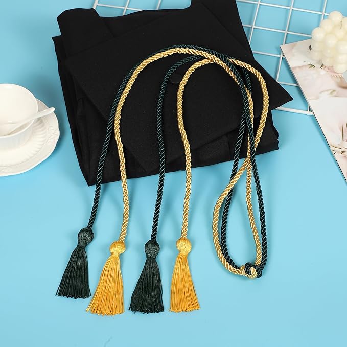 Graduation Double Honor Cords with Tassels Braided Academic Ropes for High School College Ceremony 68 Inch (Forest Green+Gold)