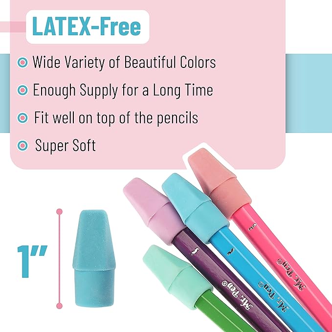 Mr. Pen- Erasers for Pencils, Pencil Top Erasers, Eraser, Pastel Colors, 120 Pack
