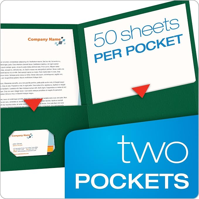 Oxford Twin-Pocket Folders, Textured Paper, Letter Size, Hunter Green, Holds 100 Sheets, Box of 25 (57556EE) (Pack of 5)