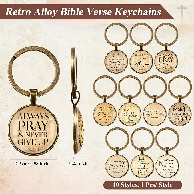 Gueevin 10 Sets Fathers Day Christian Gifts Bulk Bible Verse Pens Christian Religious Bookmarks and Bible Keychains Church Appreciation Gift for Graduation End of Year Teacher School (Multicolor)