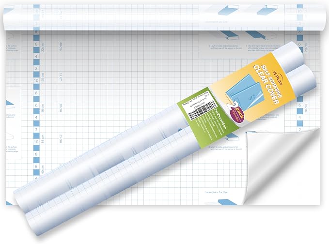 Yeplan 2 Pack Clear Contact Paper Roll for Books, 17.5in x 5ft, Clear Book Cover Adhesive Protective Liner for Paperbacks, Textbooks and Documents