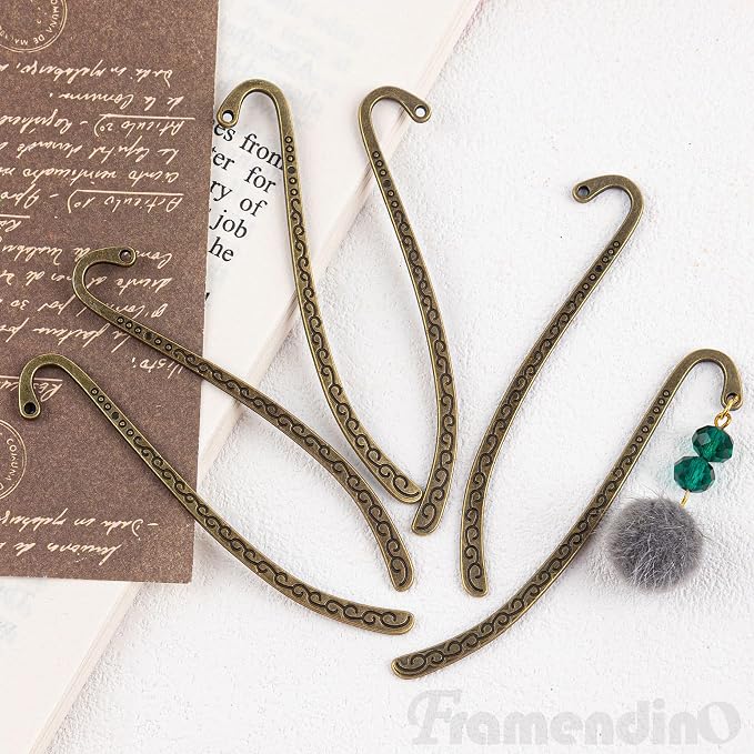 Framendino, 20 Pieces Alloy Bookmark Hook Retro Metal Tibetan DIY Bookmarks for Reading Enthusiasts (Bronze)