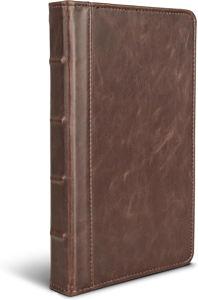 Samsill Small Vintage Portfolio/Zipper Faux Leather Portfolio, Book Style Hardback Design, Business & Interview Padfolio Organizer, Holds 5 x 8 Writing Pad, Dark Brown