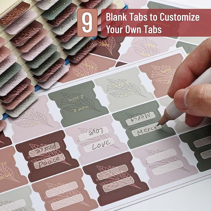 Mr. Pen- Bible Tabs, 75 Tabs, Autumnal Earth, Gold Foil Embossed Lettering, Laminated Bible Tabs for Women and Men, Bible Tabs for Study Bible Index Tabs, Bible Book Tabs, Bible Labels Tabs