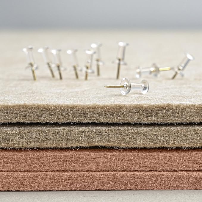 Lightomorrow Bulletin Board, 35 x 17 1/2 inches Felt Board - Decorative Pin Board, Cork Board Alternative for Wall, Foldable Self-Adhesive Vision Board Prayer Board with 20 Pushpins-Mauvey Pink
