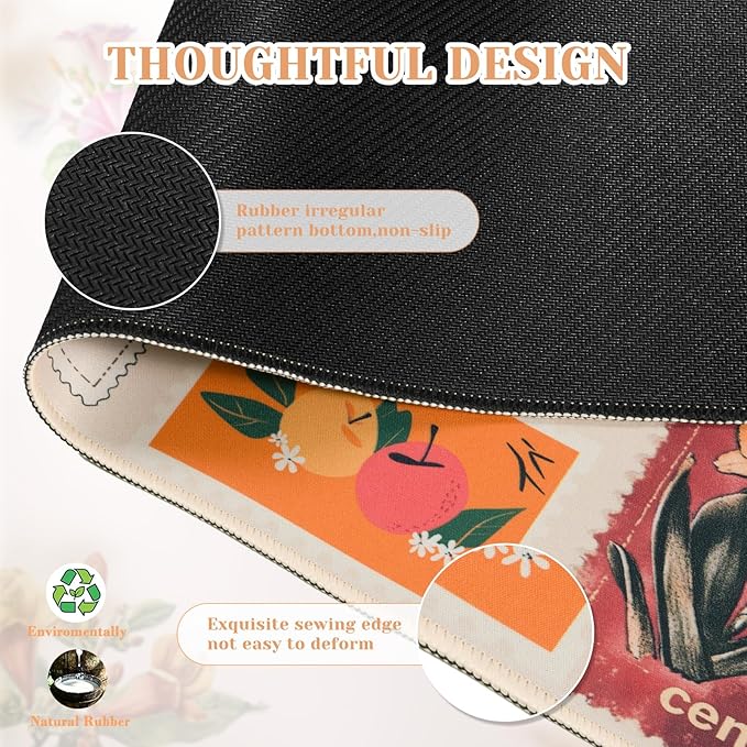 Vintage Floral Desk Mat, XXL Mouse Pad for Keyboard and Mouse, Aesthetic Collage Mousepad, Large Desk Mat for Desktop, Pink Cute Desk Decor Accessories
