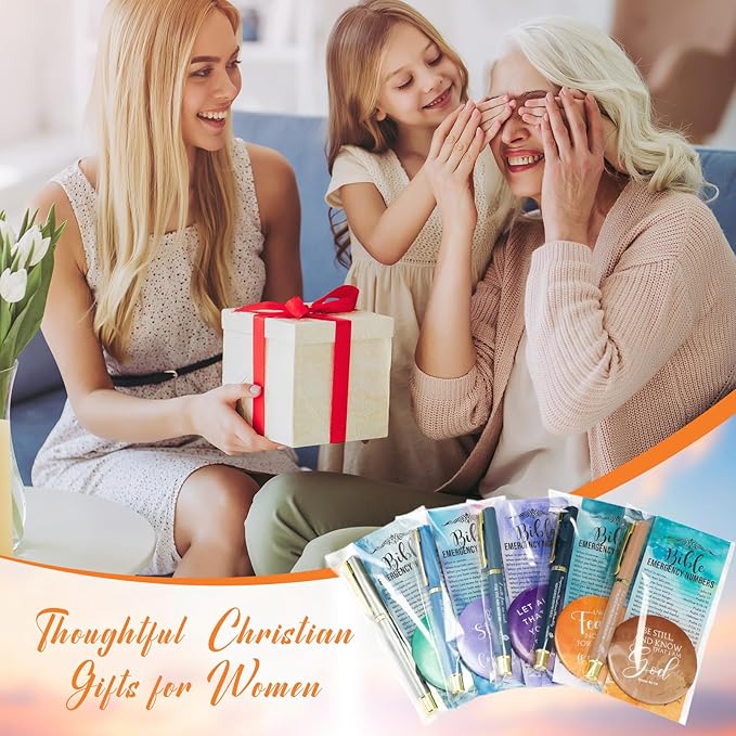 Sayglossy 50 Sets Mother's Day Women Christian Gifts Bulk Bible Verse Gel Pens Religious Compact Mirrors Emergency Bookmarks for Mother Grandmother Daughter Bible Study Group (Rendering Color)