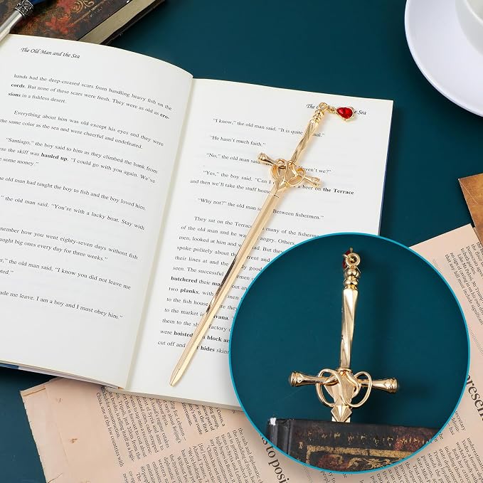 Jeffdad 2Pcs Sword Katana Bookmarks Vintage Silver Metal Pendant Bookmarks Unique Book Lovers Presents Valentine's Day Gifts Thanks Gift for Boyfriend