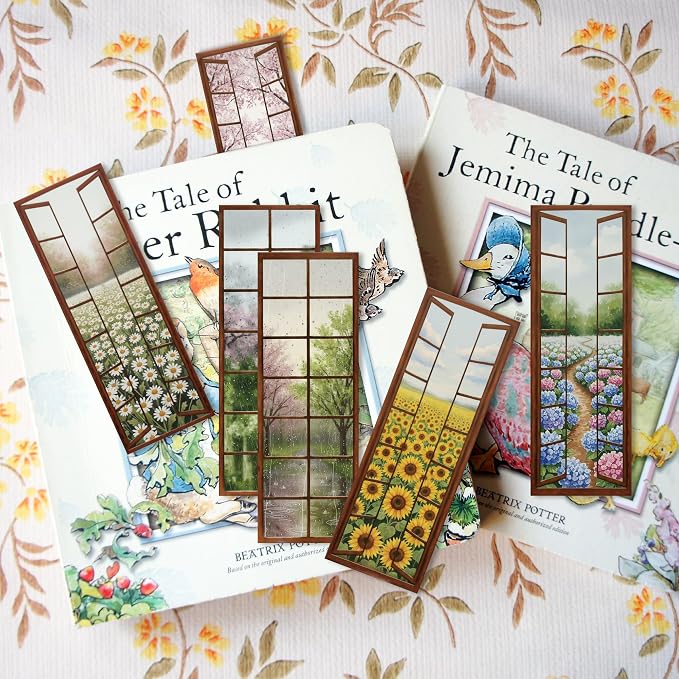 40 Pcs Window View Paper Bookmarks, Aesthetic Flower Reading Book Marks for Women Men, Vintage Scenery Bookmark Set Gifts for Book Lovers Teachers Students Office Workers