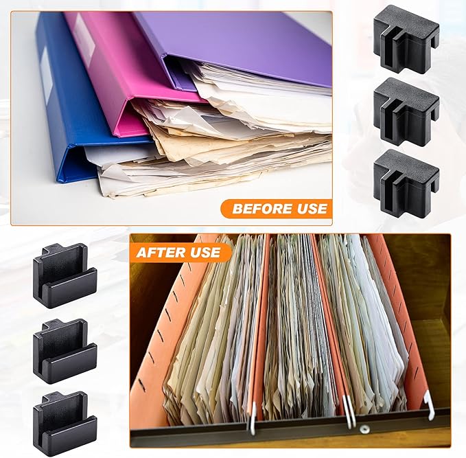 20 Pieces Hanging File Rail Clips Specialty Storage Black File Folder Plastic Rail Clip, Plastic Folder for Wood Drawers, Keep Your Folders Neat and Organized