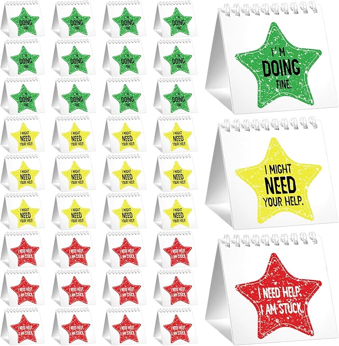 36 Pcs I Need Help Mini Flip Charts Star Classroom Management Need Tools Behavior Self Assessment Cards for Teachers School Educational and Learning Activities Supplies(Classic Style)