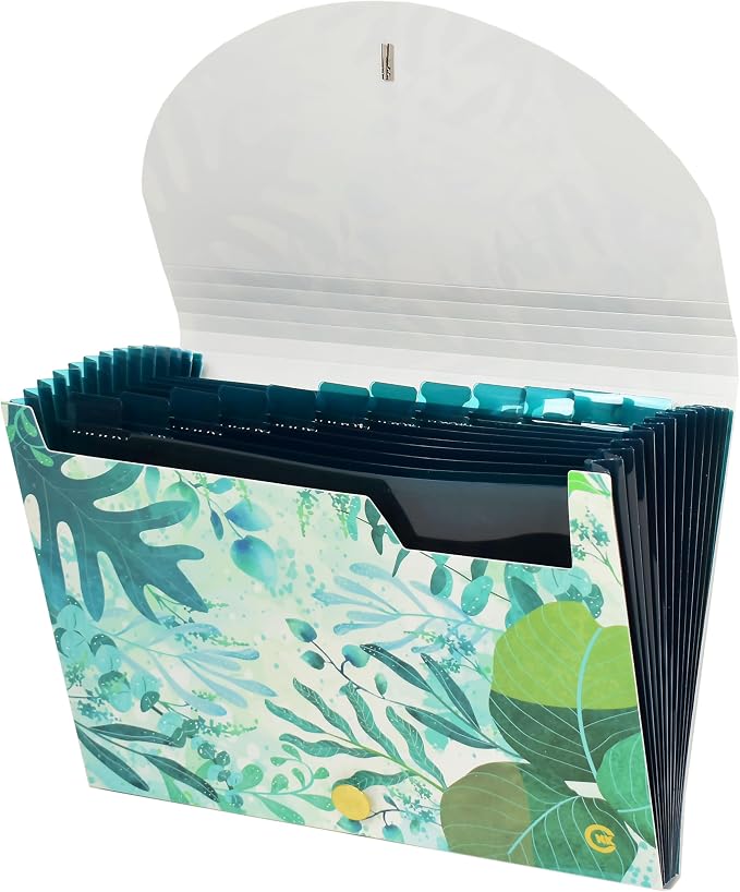 CNK File Folders Organizer with 13 Pockets Accordion Expanding Folder Documents Receipt Document Paper Pocket Filing Accordian Important Expandable Holder Files Alphabetical Labels Letter