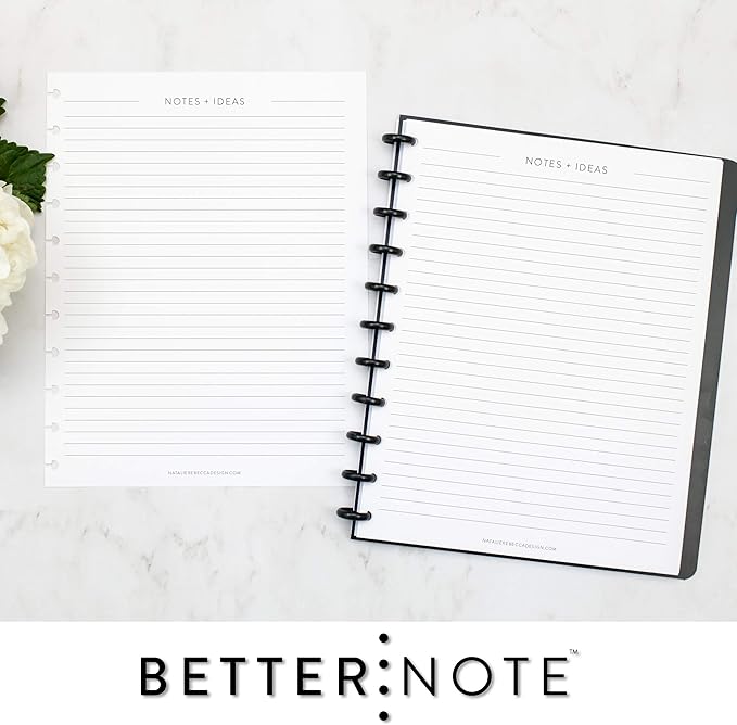 BetterNote Notes Refill Pages for Disc Notebooks, fits Happy Planner, Levenger Circa, TUL, Staples Arc, InkWell Press, Talia (Classic- 25 Sheets, 11-Disc, 8.5"x11")