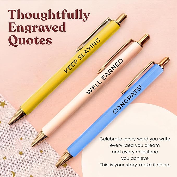MESMOS 3pcs High End Luxury Congratulations Gifts for Women, Job Promotion Gifts for Women, Thank You Gift for Teacher, Employees, Coworkers, Mentors & Managers German-Ink & 1mm Swiss-Tip Luxury Pen.