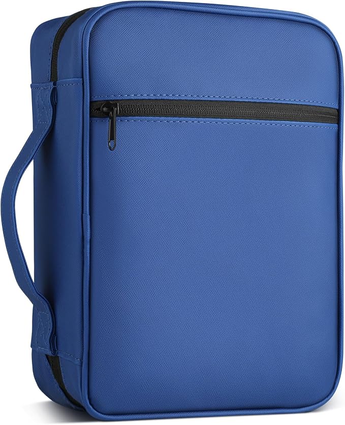 CDBXPRG Bible Cover, Bible Carrying Book Case for Women,Protective Church Organizer Holder Bag with Handle Pockets,Christian Gift for Girls Boy and Men Blue