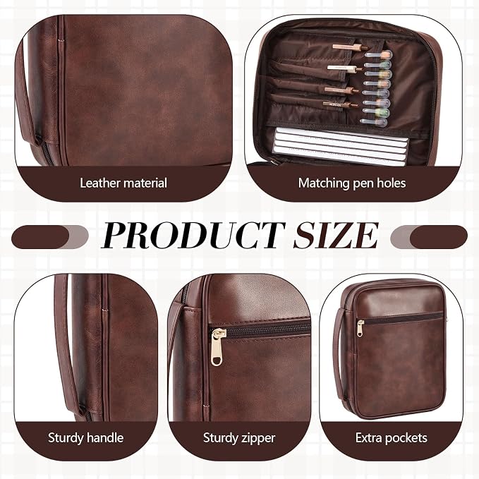Sinload Bible Cover Kit for Men – Journaling Set with Highlighters, Pens, Tabs & Bookmark – Portable Men's Bible Leather Bag，Father Day Christian Gift for Dad(Vertical Style)