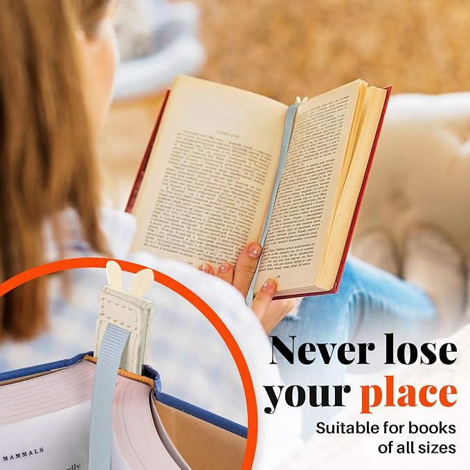 Superior Essentials Magnetic Bookmark-Genuine Leather, Single Long Ribbon Bible Bookmark for Book Lovers-Amplify Your Love for Books with Our Elegant Ribbon Page Marker (Bunny, 3PC)