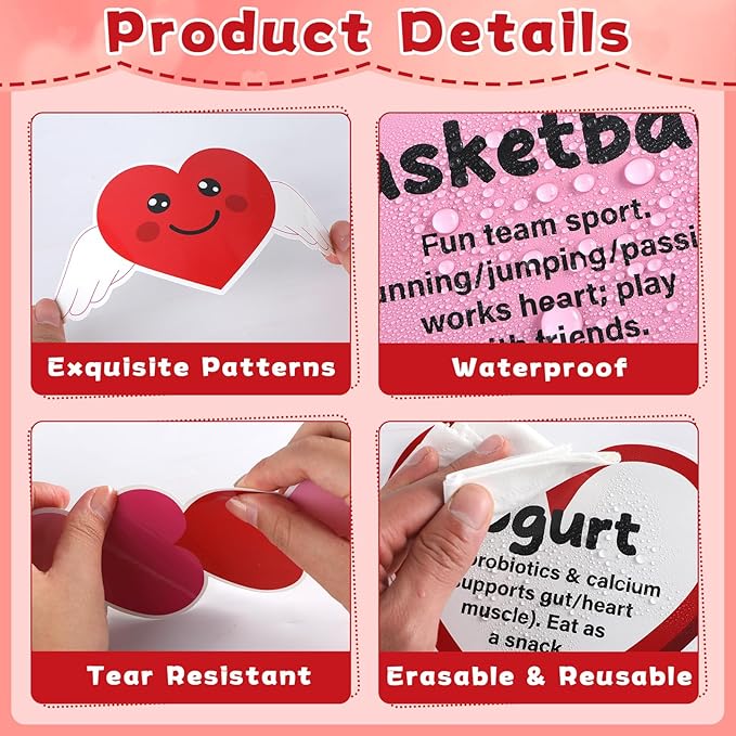 Valentine's Day Heart Health Bulletin Board Set Valentine Sweet to Your Heart Classroom Decoration Healthy Treats and Exercises Bulletin Board Hearts Cutouts for School Home Chalkboard Wall Decor