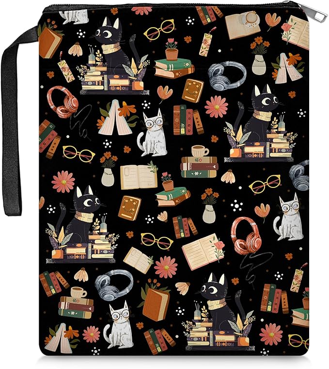 Cat Book Sleeve with Zipper, Book Sleeve Gifts for Book Lovers, Book Cover for Cats Lovers, Book Covers for Paperbacks, Gifts for Chritsmas Thanksgiving 11.2x8.3 inch