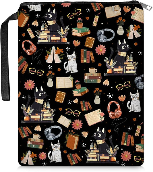 Cat Book Sleeve with Zipper, Book Sleeve Gifts for Book Lovers, Book Cover for Cats Lovers, Book Covers for Paperbacks, Gifts for Chritsmas Thanksgiving 11.2x8.3 inch