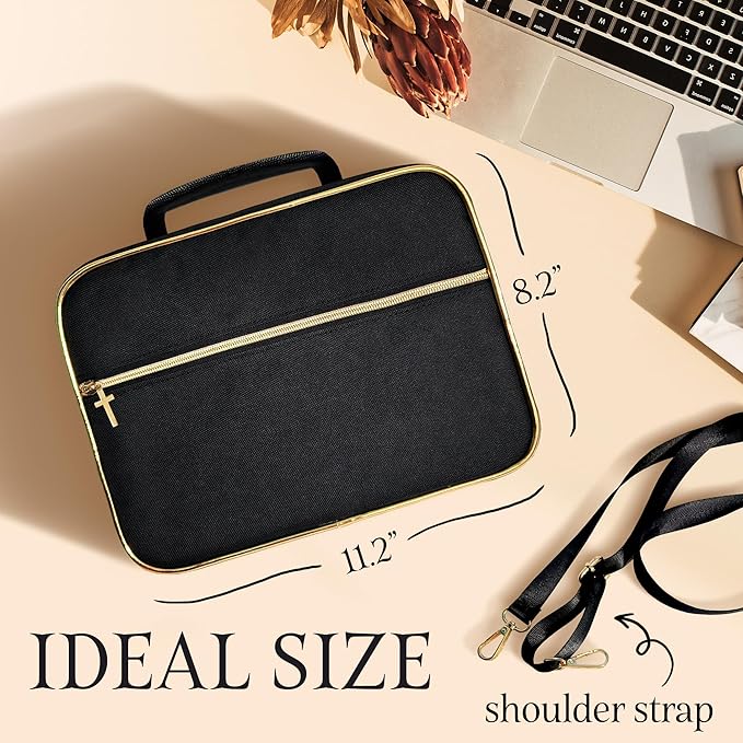 Bible Cover for Bible Study Supplies – Cute and Practical Bible Case with Pencil Case, Briefcase Strap – Bible Cover Case for Women, Teens, Girls – Durable Waterproof Polyester Book Case