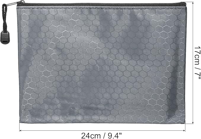 PATIKIL Waterproof Zipper File Bags, 10 Pack A5 Size Document Pocket Storage Organizer Pouch for Travel Office Supply, Gray