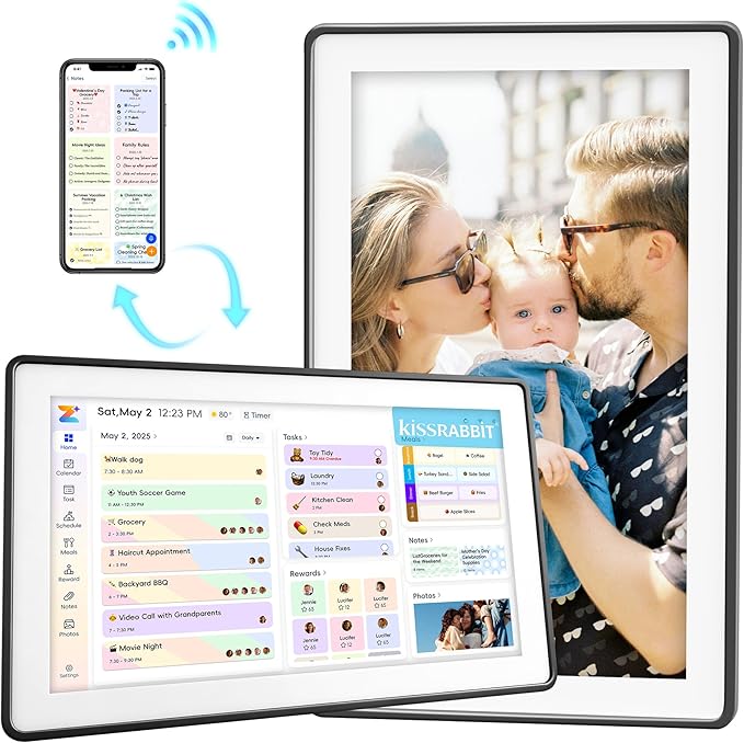 Digital Calendar,15.6-inch Digital Wall Planner & Chore Chart, Touchscreen Family Organizer for Schedules, Events & Reminders, Wall Mount Included, Smart Calendar Perfect for 2026 Planning (Grey Frame)