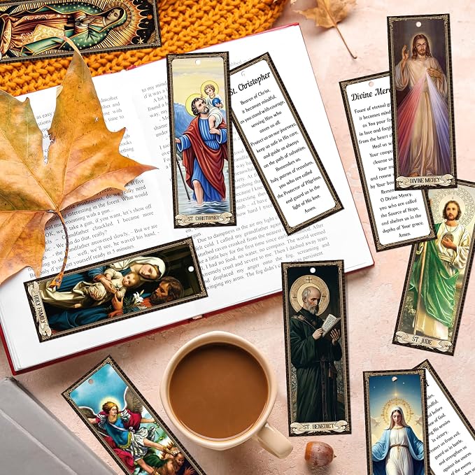 Wxiben Catholic Bible Bookmarks Gifts - 20Pcs Christian Religious Bookmarks Catholic Saints Prayer Book Marks Jesus Virgin Mary Book Markers for Women Men Book Lovers Students Teacher Sunday School