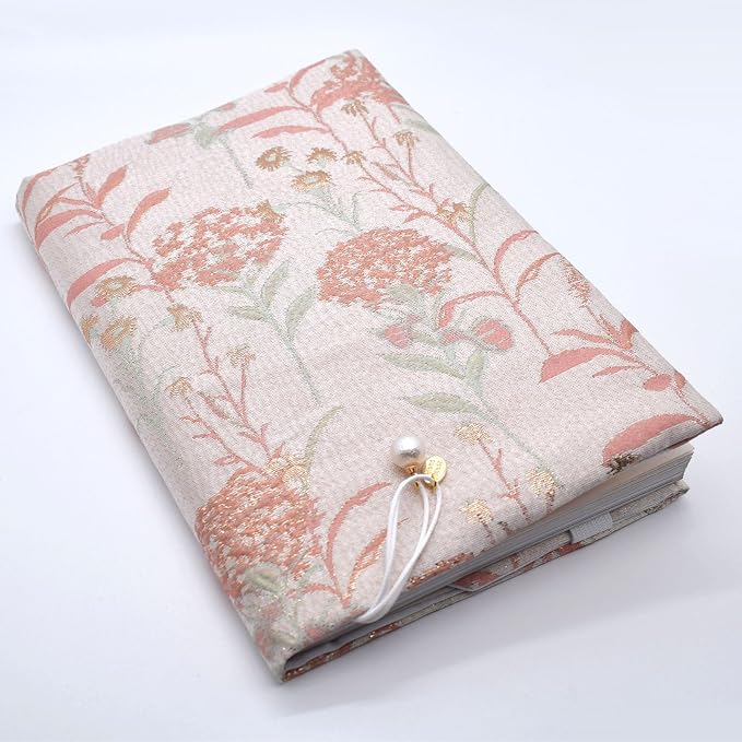 BLBMH 5.5x8.5 Fabric Bible Cover Non-Stretch | Built-in Bookmark | Handmade Washable Book Sleeve for Paperback Journal Privacy Reading Gift for Women - Pink
