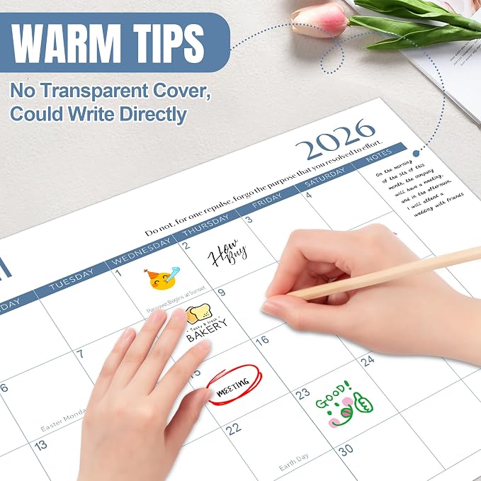 Gannyfer Desk Calendar 2026-2027 with Desktop Mat, Simplified Large 22" x 17" Desktop Pad Calendar, 18 Month Desk Calendar 2026, Use Now to Jun 2027, Office Supplies Perfect for Home School and Office - Blue