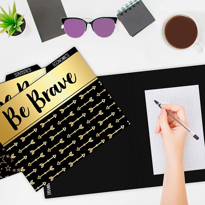 Carson Dellosa 6-Pack Positive Affirmation File Folders, Black and Gold Paper Organizers With Pockets for Filing Cabinet, Classroom Organization, Desk Accessories, Teacher Must Haves, Office Supplies