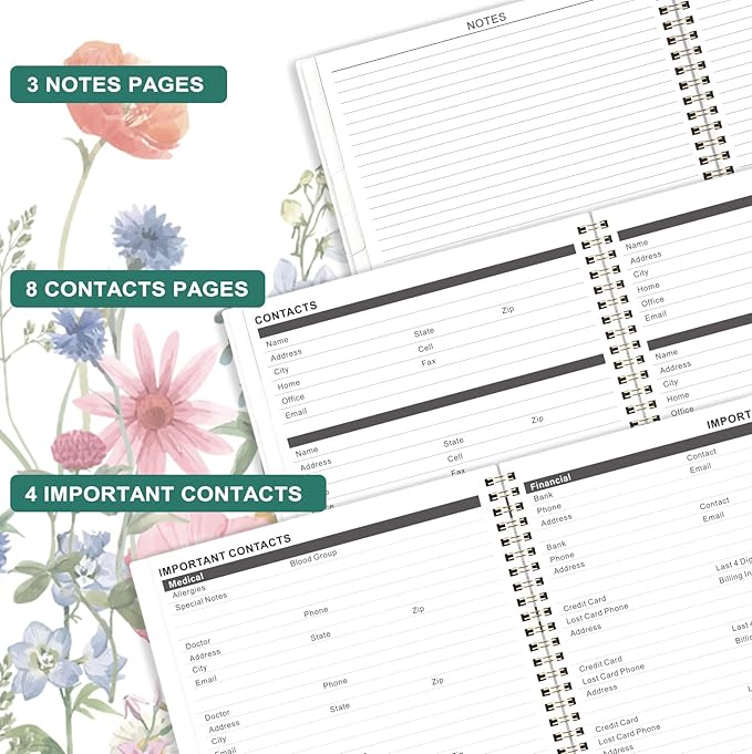 Planrage 2025-2028 Monthly Planner, JUL 2025 - JUN 2028, 9" x 11", 3-Year Academic Planner with Tabs + Back Pocket - Flowers