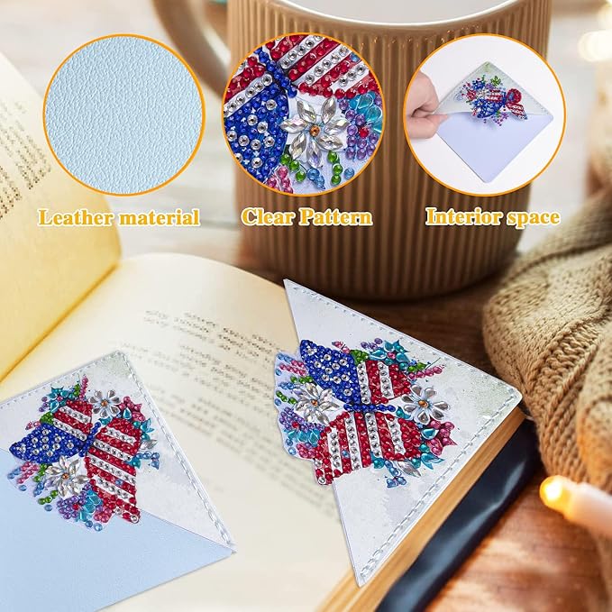 6 Pcs Diamond Painting Bookmark, DIY Corner Book Makers for Adults Book Lovers, Diamond Dot Art Beginners, Small Diamond Art Kits, Paint by Art Crafts Gift for Women Girls (Butterfly)