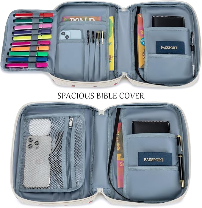 JIANYA Bible Cover Case for Women, Bible Book Cover Carrying Case with Handle and Zippered Pocket, Gifts for Women