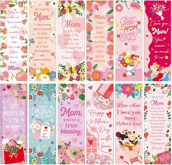 120 Pcs Mothers Day Bookmarks Gift, Christian Bible Verses Paper Bulk Bookmark Gift for Mama, Best Mom Ever Religion Inspirational Scripture Paper Book Mark Gift for Women Mom Reading Lover