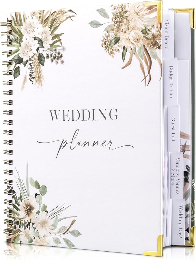 Beautiful Greenery Wedding Planner Book and Organizer - Enhance Excitement and Makes Your Countdown Planning Easy - Unique Engagement Gift for Newly Engaged Couples, Future Brides and Grooms