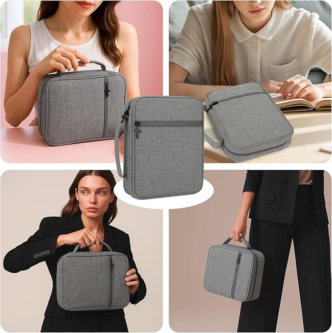 Bible Cover with Durable Handle, Carrying Book Case Church Bag Bible, Protective with Zippered Pocket, Bible Study Accessories Supplies, Gift for Mother Lady Women Men(Grey)
