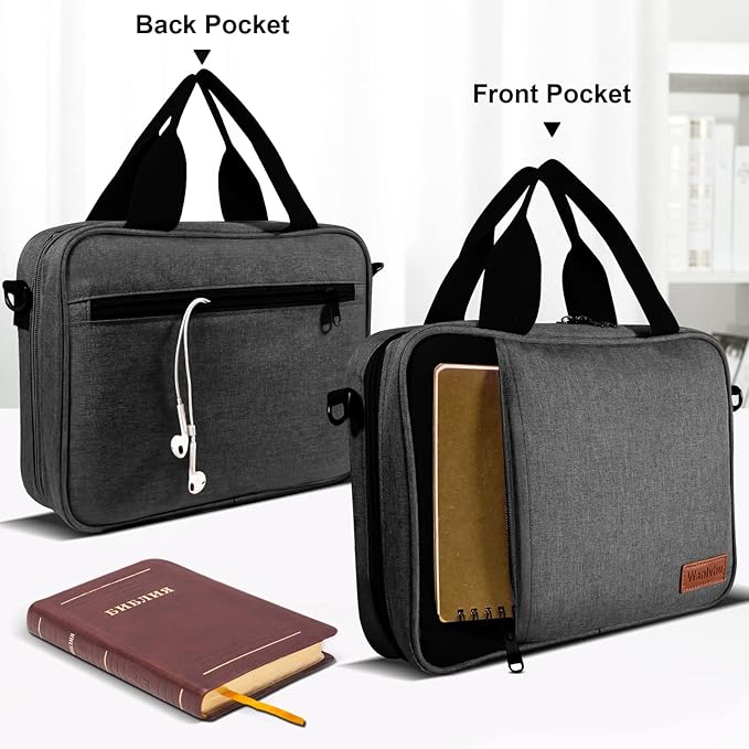Bible Cover for Men Women, Zippered Bible Carrying Case Bible Protective Bag with Handle and Adjustable Shoulder Strap, Bible Bag for Women Men Kids (Gray)