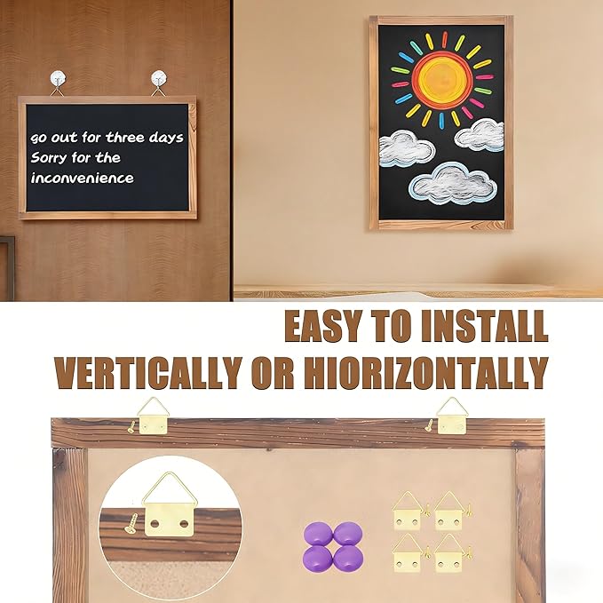 KOOLDE Magnetic Chalkboard 12'' x 16'' Hanging Framed Wall Chalkboard, Wood Frame Board Sign Blackboard for Home, Office, School, Restaurant
