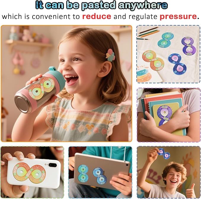 Calm Strips for Anxiety Sensory Stickers Anti Stress Tactile Textured Stickers Combined with Breathing Exercise for Fidget Strips Suitable for Students and Adults (40 PC)