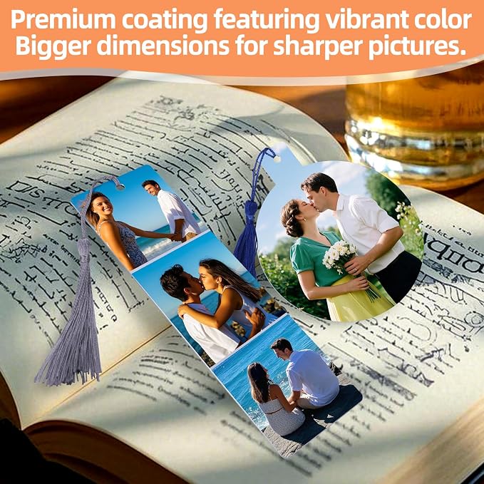 Sublimation Bookmarks Blank Aluminum 50 PCS 2X7 Inch Metal 1MM Thick Larger Bookmark for Double-Side Heat Transfer Rectangle