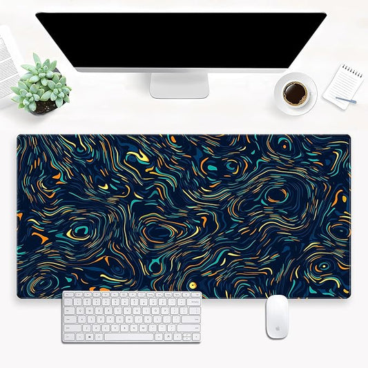 Abstract Starry Sky Swirl Gaming Desk Mat, Colorful | XXL Large Mouse Pad, For Keyboard & Mouse, Stitched Edges, 31.5" x 15.7"