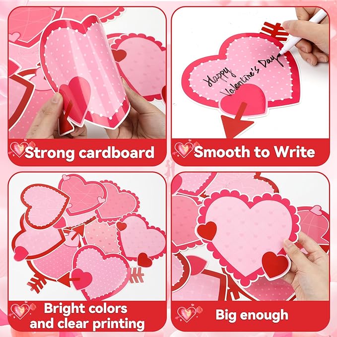 72pcs Valentine's Day Bulletin Board Decorations Valentines Day Party Decor 5.9 x 3.9 Inch Paper Hearts Cutouts for Themes Bulletin Board Classroom School Wedding Anniversary Party Supplies 9 Designs