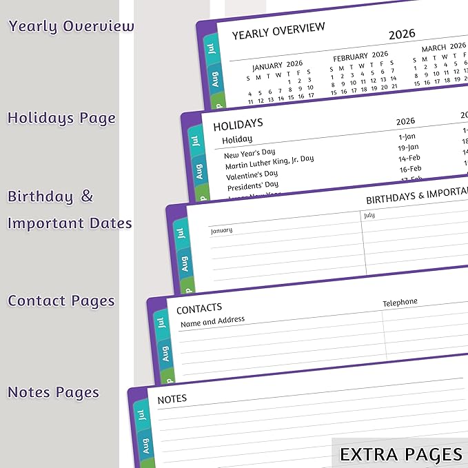 Appointment Book 2026-2027 - Appointment Planner with Weekly ＆ Monthly Spread, Jul 2026 - Jun 2027, 8.5’’ x 10.5’’, Large, 15 Minute Increments, 2026-2027 Daily Planner with Pockets, Tabs, thick paper