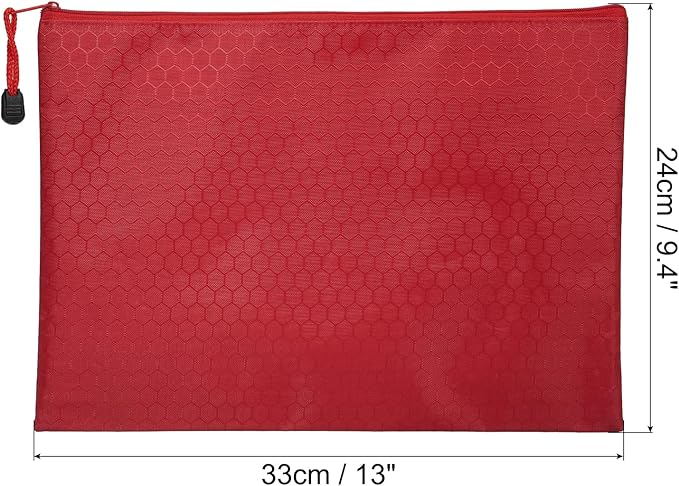 PATIKIL Waterproof Zipper File Bags, 10 Pack A4 Size Document Pocket Storage Organizer Pouch for Travel Office Supply, Red