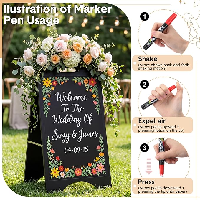 A Frame Chalkboard Sign Sandwich Magnetic Chalkboard Double Sided Sidewalk Signs with Markers Foldable Blackboard Menu Display for Weddings Restaurant Business (Black,15 x 30 Inches)