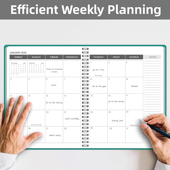 Monthly Planner Jan 2026 - Dec 2027, Monthly Planner for 24 Monthes, 9×11 Inch, Teacher Monthlys, Hard PVC Cover, Spiral Bound, Time Management Calendar, Perfect for School & Office (Blue)